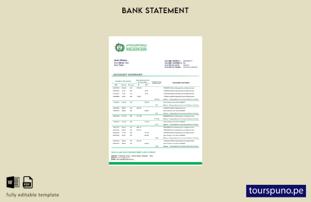 listo para imprimir plantilla de word   extracto bancario del Banco Islámico de 
